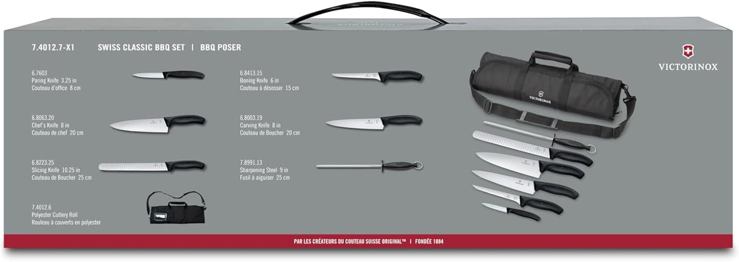 Victorinox Swiss Classic 7 Piece BBQ Cutlery Roll Set Black