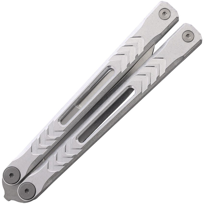 Revo Nexus Balisong Gray Aluminum 154CM Stainless Butterfly Knife NXSBBSL