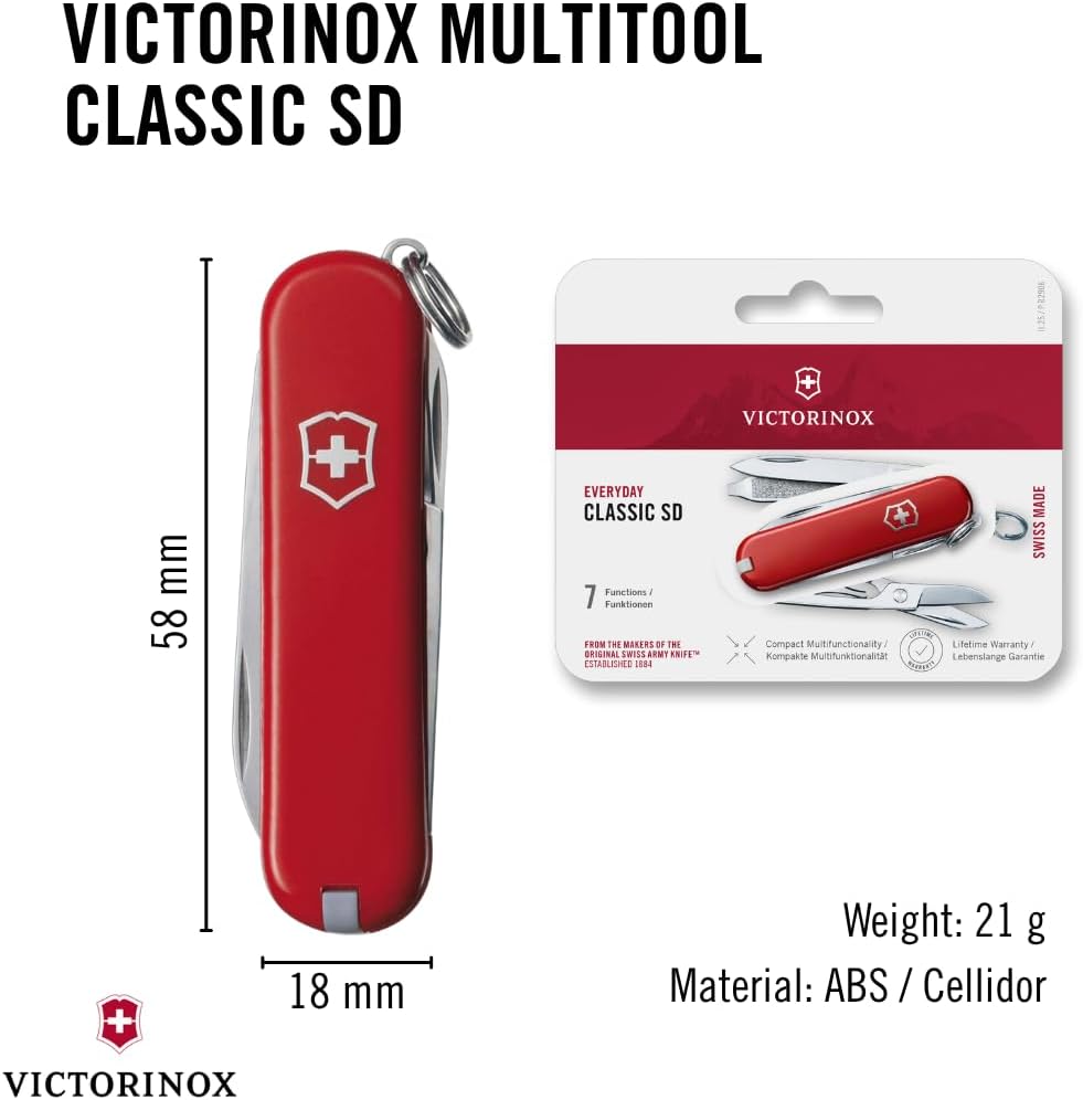 Victorinox Swiss Army Classic SD Pocket Knife, Red