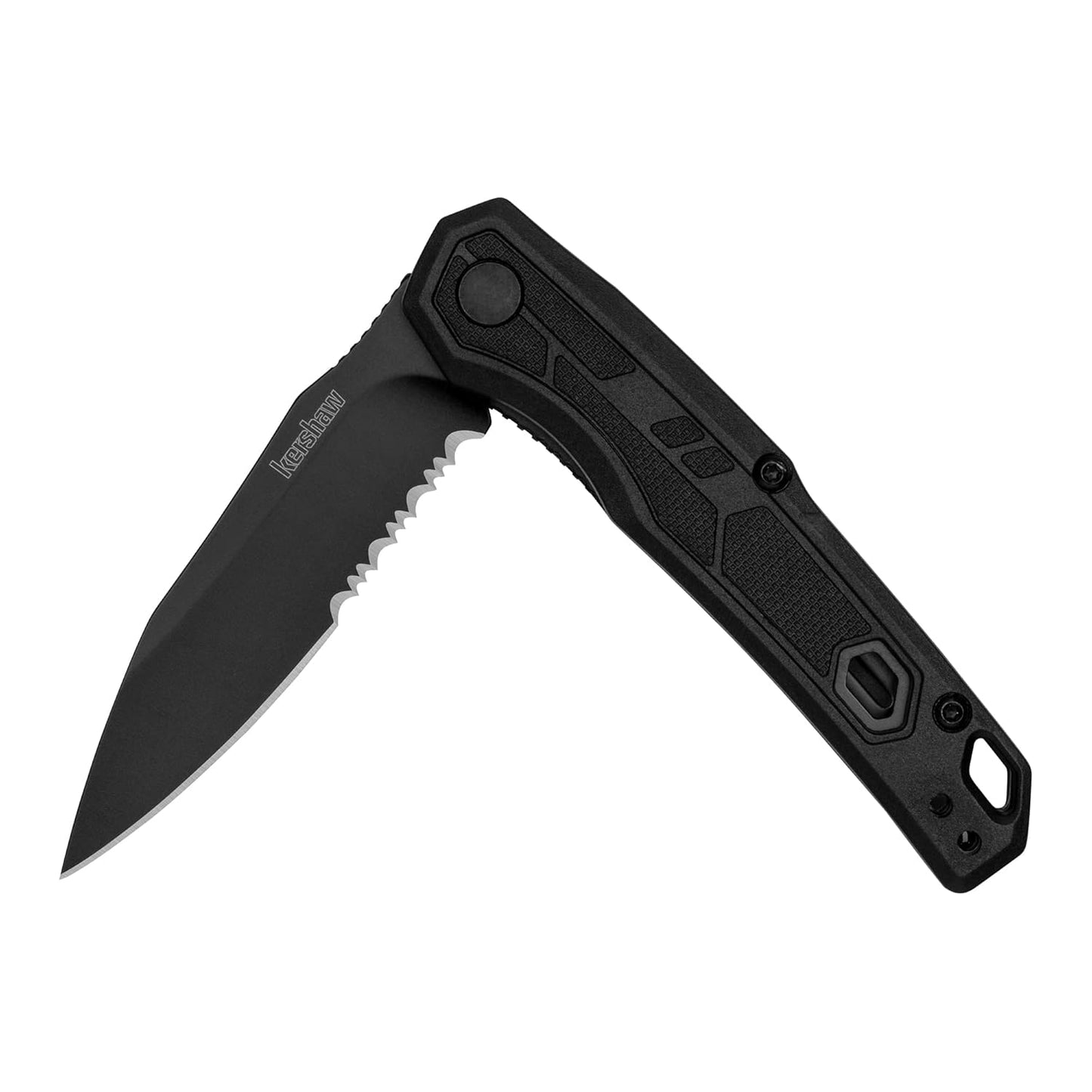 Kershaw Appa Pocket Knife, All-Black, 2.75 Inch Steel Partially Serrated Reverse Tanto Blade, EDC with Assisted Opening, Reversible Pocketclip, Everyday Carry Pocket Knife for Men and Women