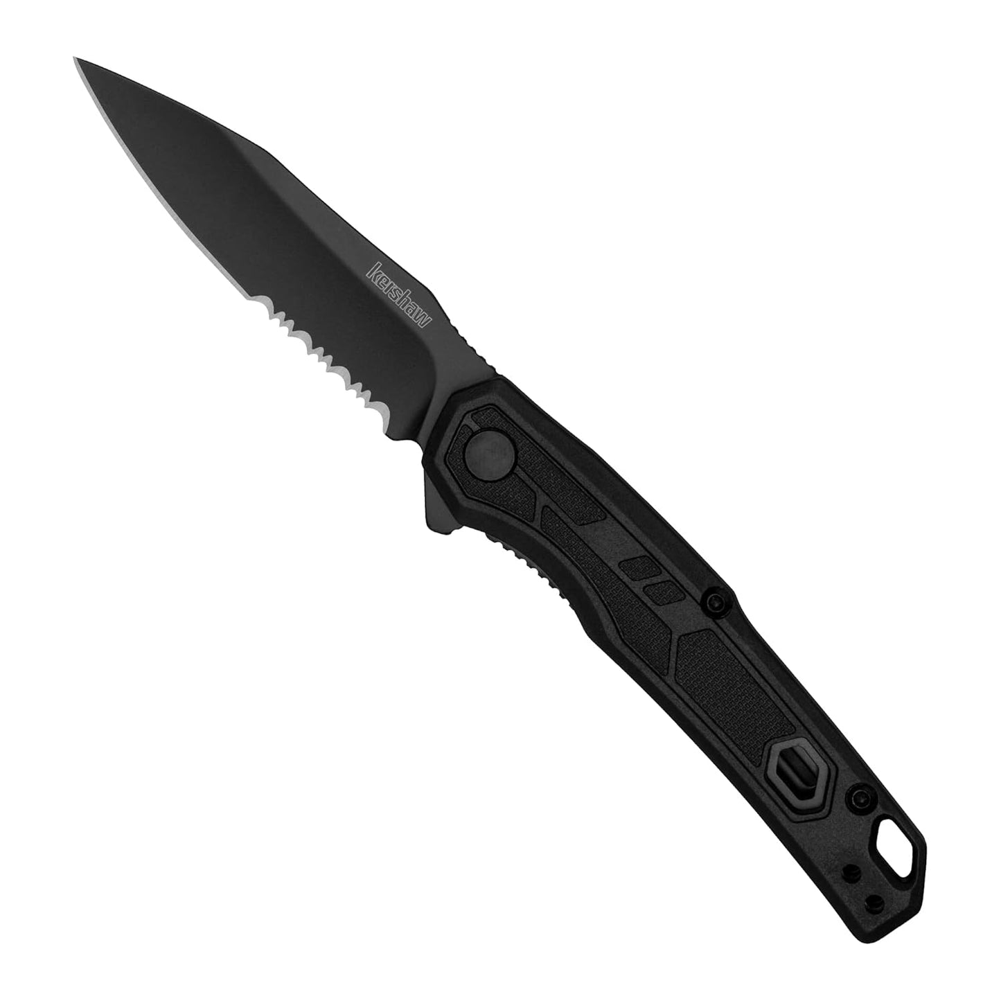Kershaw Appa Pocket Knife, All-Black, 2.75 Inch Steel Partially Serrated Reverse Tanto Blade, EDC with Assisted Opening, Reversible Pocketclip, Everyday Carry Pocket Knife for Men and Women