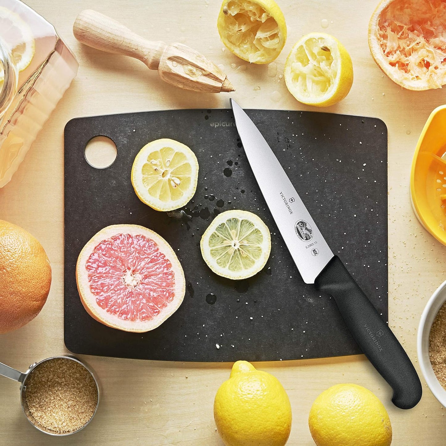 Victorinox Fibrox 6 Inch Straight Chef's Knife,Black