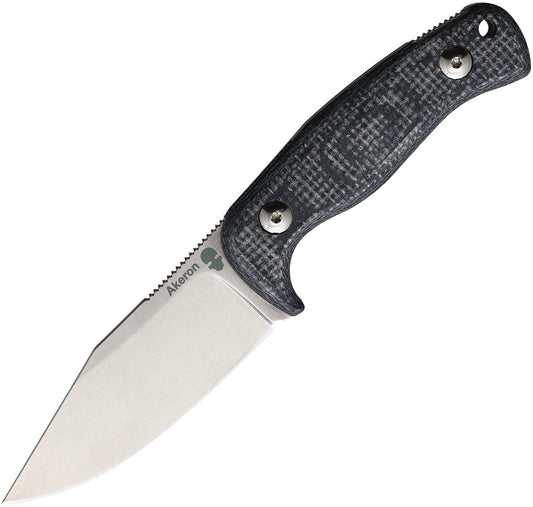 Akeron Eklipse Black Smooth Micarta Bohler N690 Steel Fixed Blade Knife 003MB