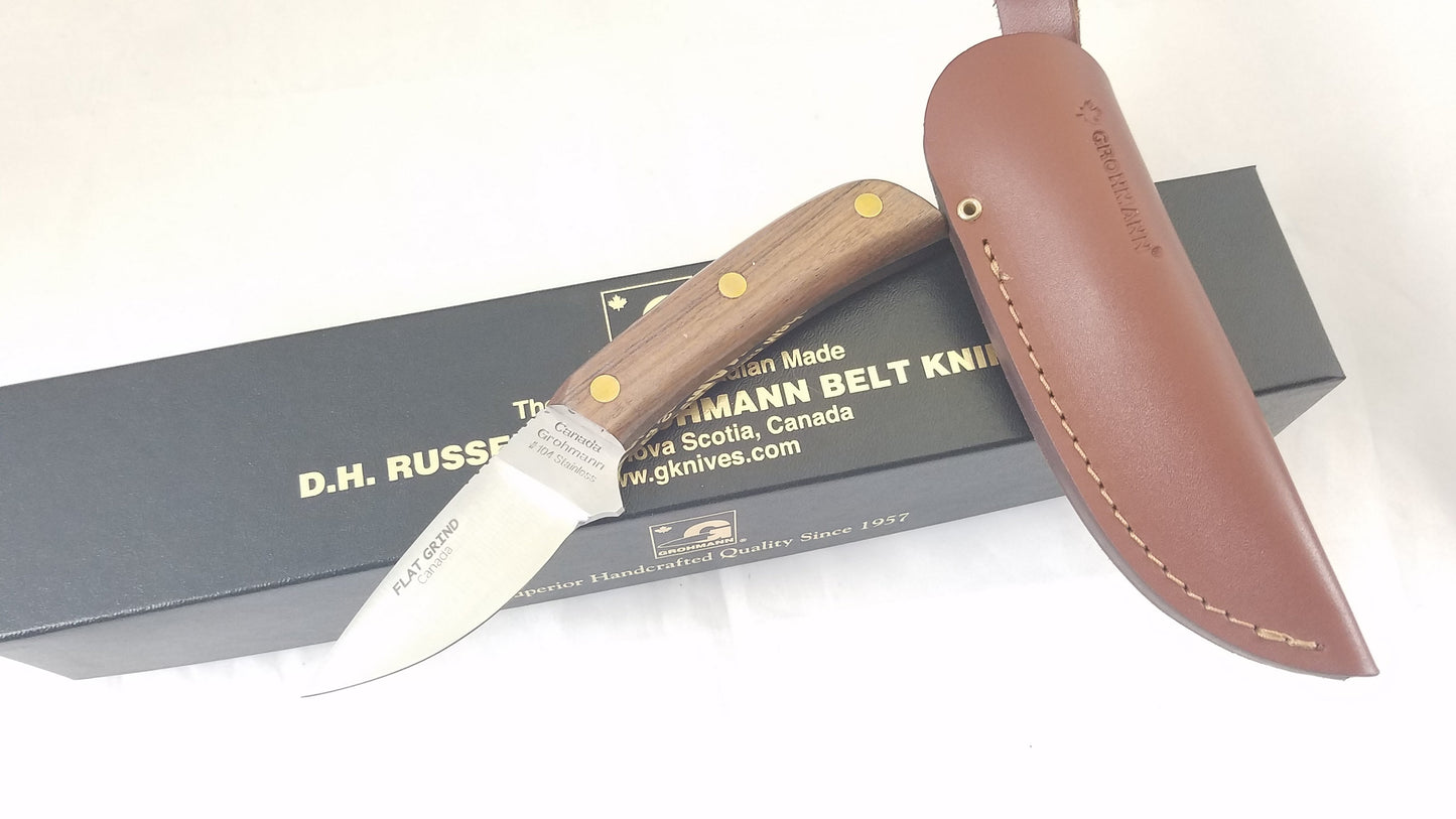 Grohmann Mini Skinner Brown Wood 6.5" Fixed Knife w/ Sheath 104SF