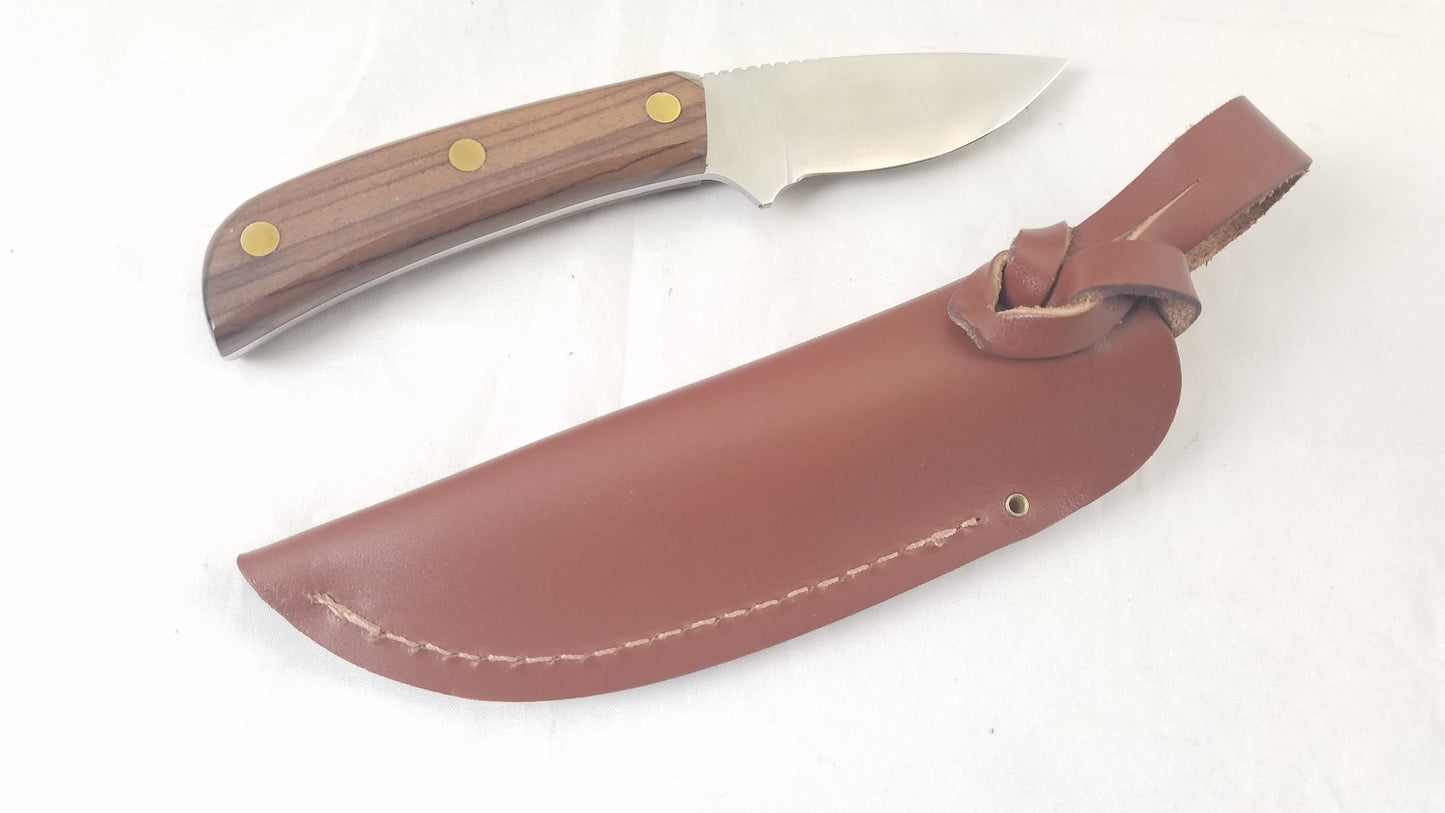 Grohmann Mini Skinner Brown Wood 6.5" Fixed Knife w/ Sheath 104SF