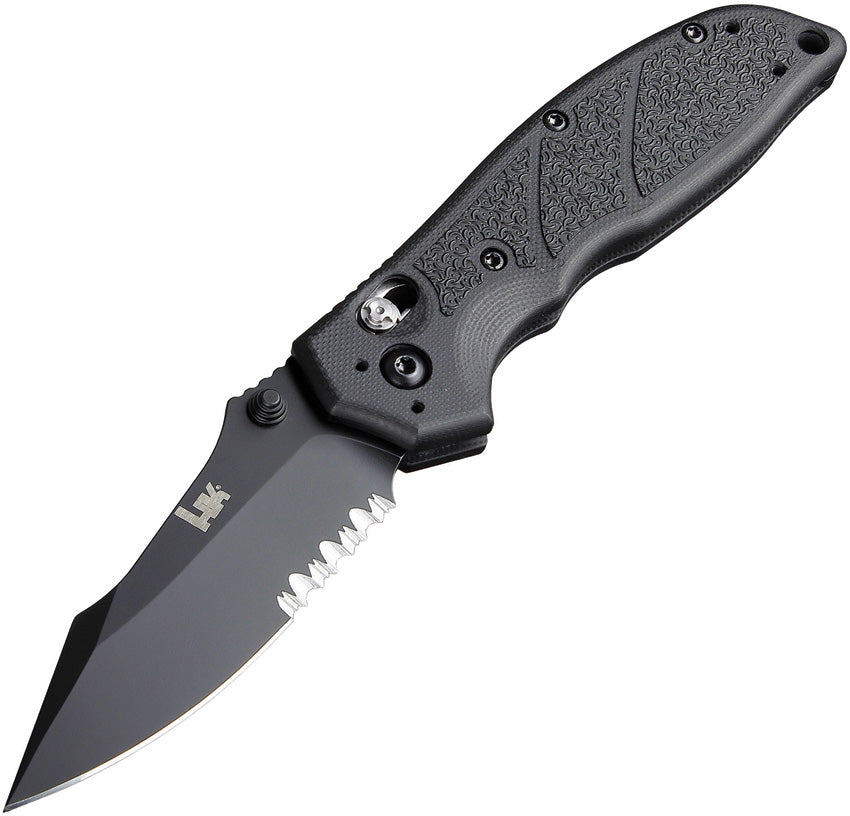 Heckler & Koch Exemplar Pivot Lock Folding Serrated Blade Black Handle Knife 54150