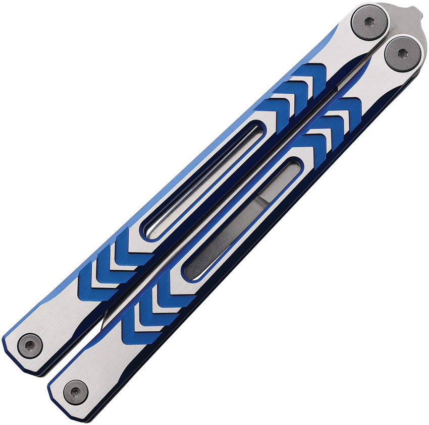 Revo Nexus Balisong Blue Aluminum 154CM Butterfly Knife VNXSTTBL