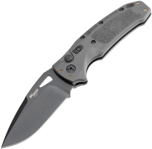 Sig Automatic K320A Knife Button Lock Gray CPM-S30V Stainless Drop Point Blade 36332